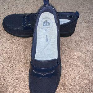 Clarks Cloudstepper slip on loafers - Navy Shine
